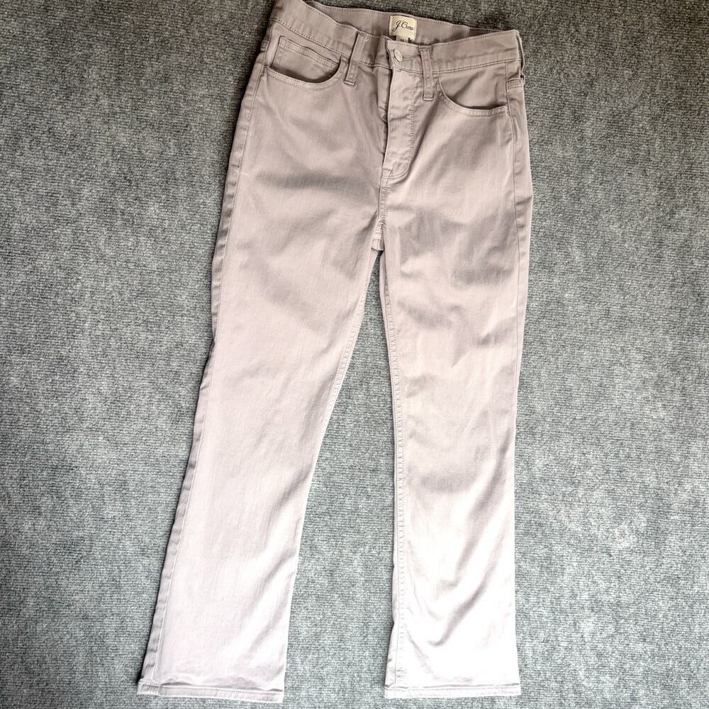 J Crew 9" Billie Demi-Boot Crop Jeans Womens 26 Light Gray Flared Leg Stretch